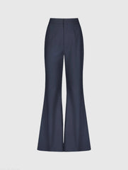 Navy Classic Crepe Flared Trouser Pant - FINAL SALE