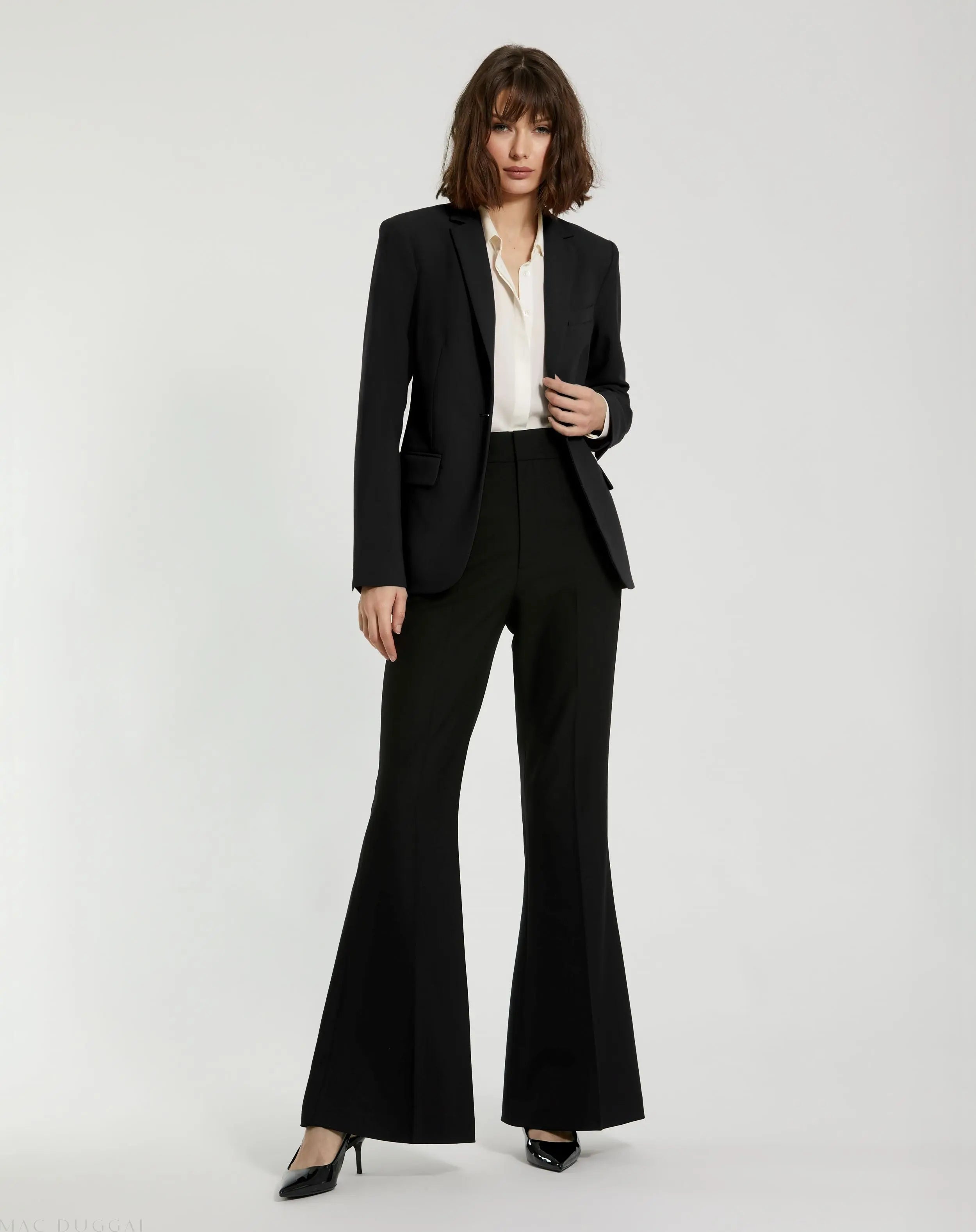 Black Classic Crepe Flared Trouser Pant - FINAL SALE