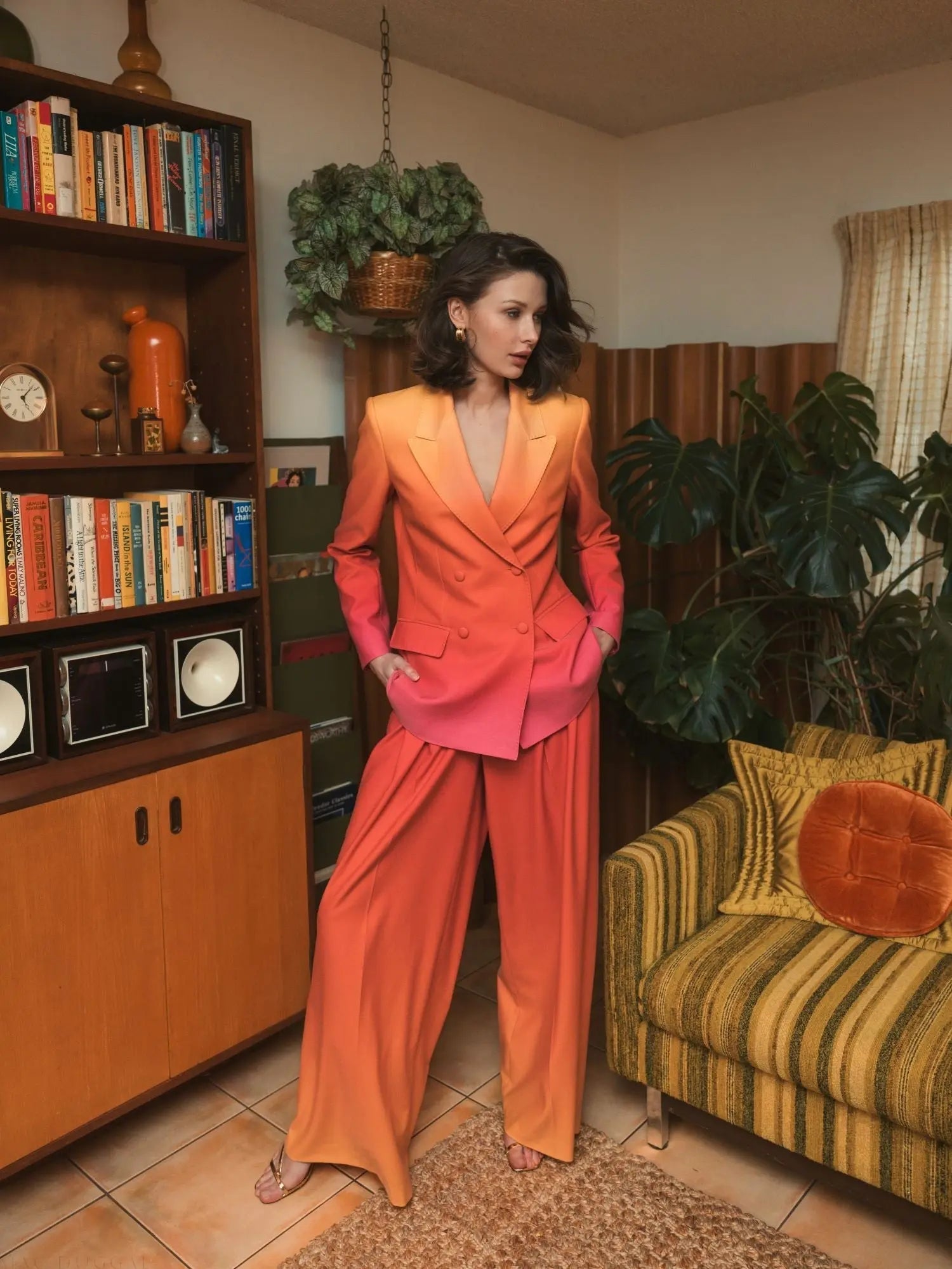 Multicolor Ombre Crepe Wide Leg Trouser Pant - FINAL SALE