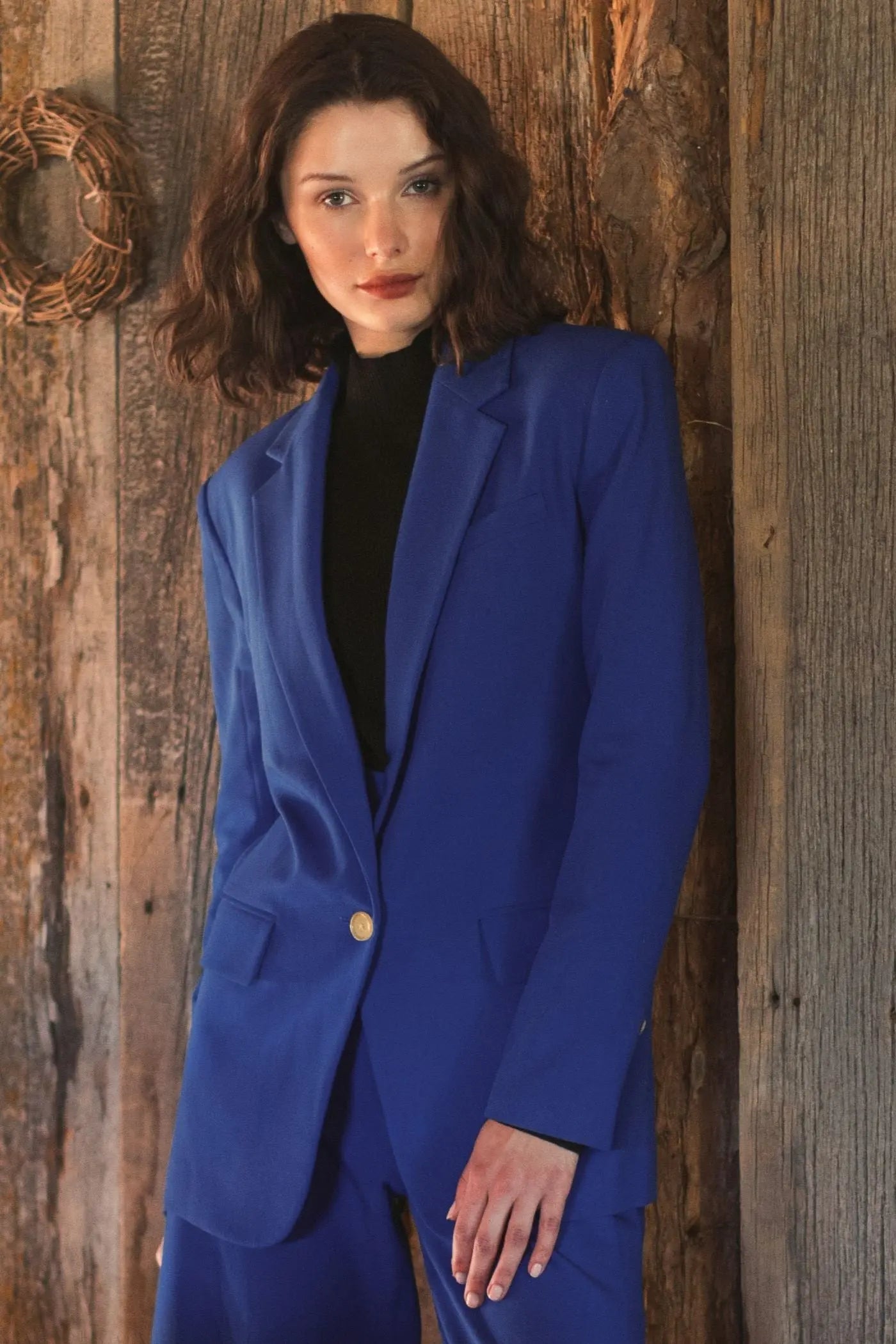 Blue Classic Tailored Crepe Blazer Jacket - FINAL SALE