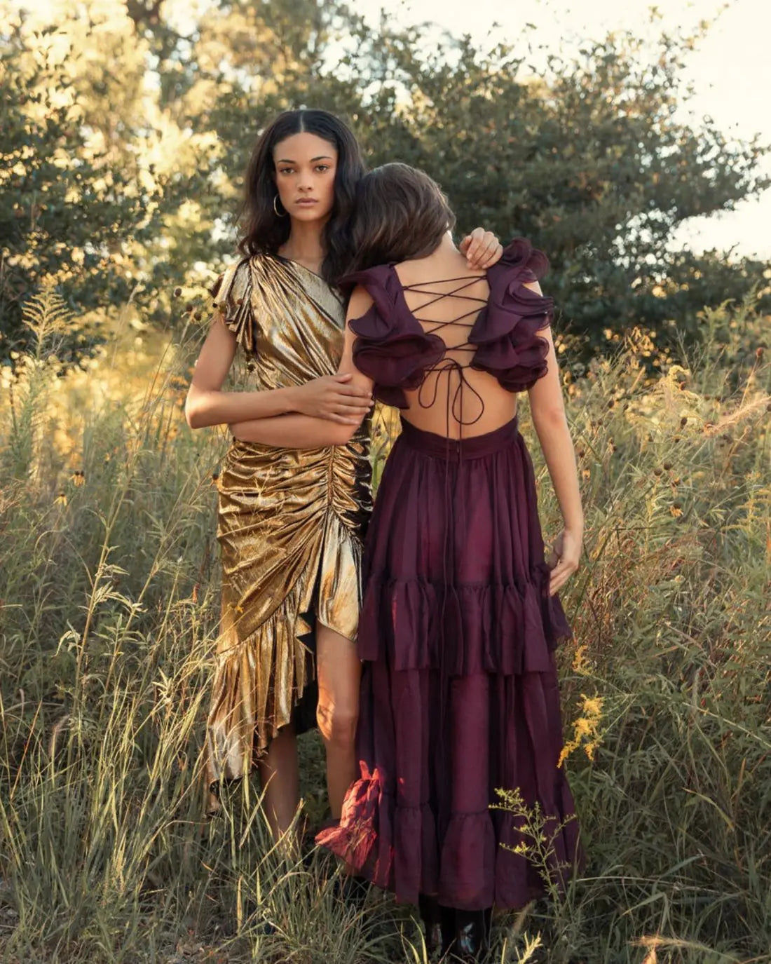Dark Red Ruffle Tiered Cut-Out Chiffon Dress - FINAL SALE