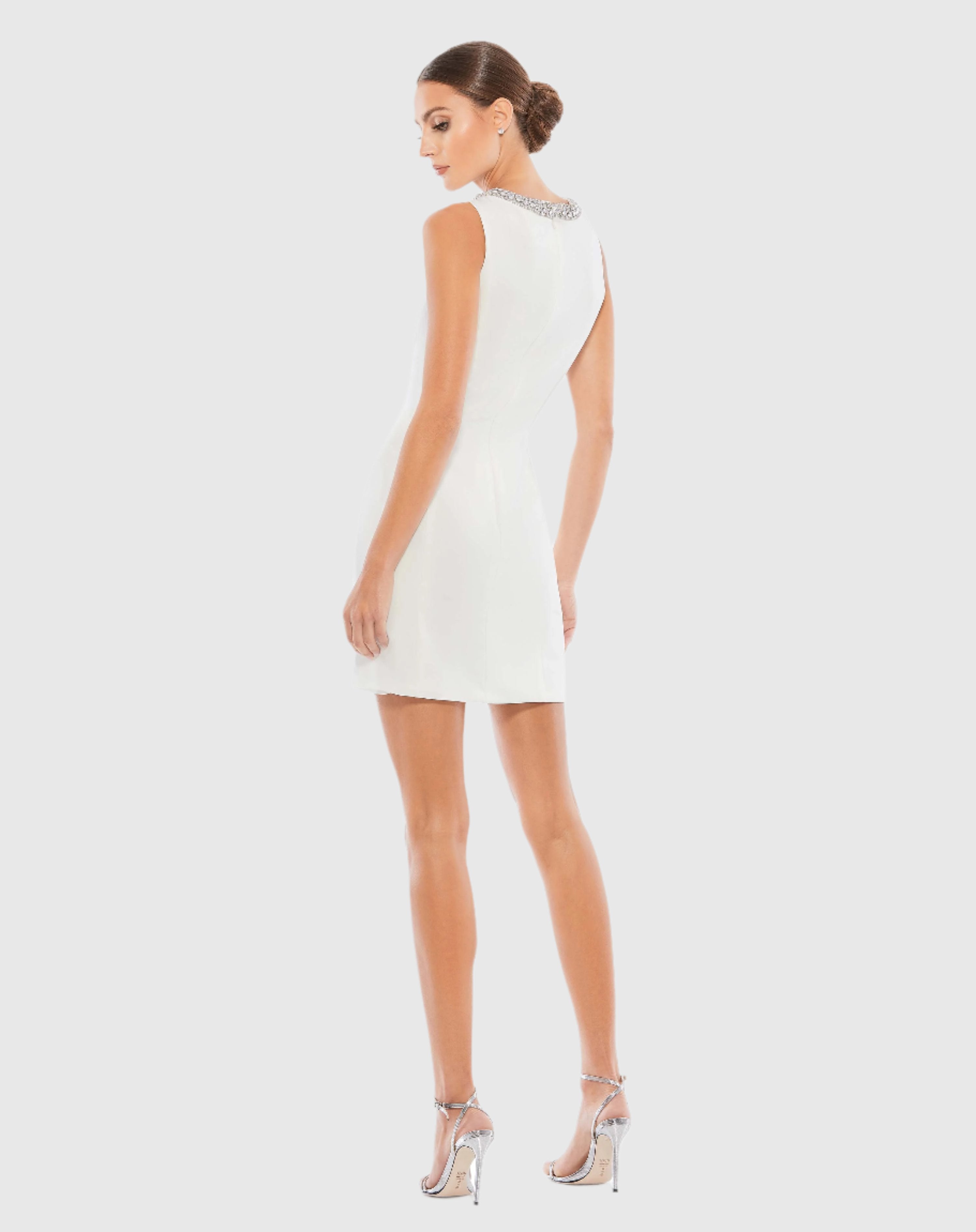 White Bejeweled Bodycon Mini Dress